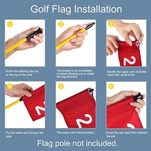 Numbered Golf Flag with Tube Inserted, All 8" L x 6", 9 Pack